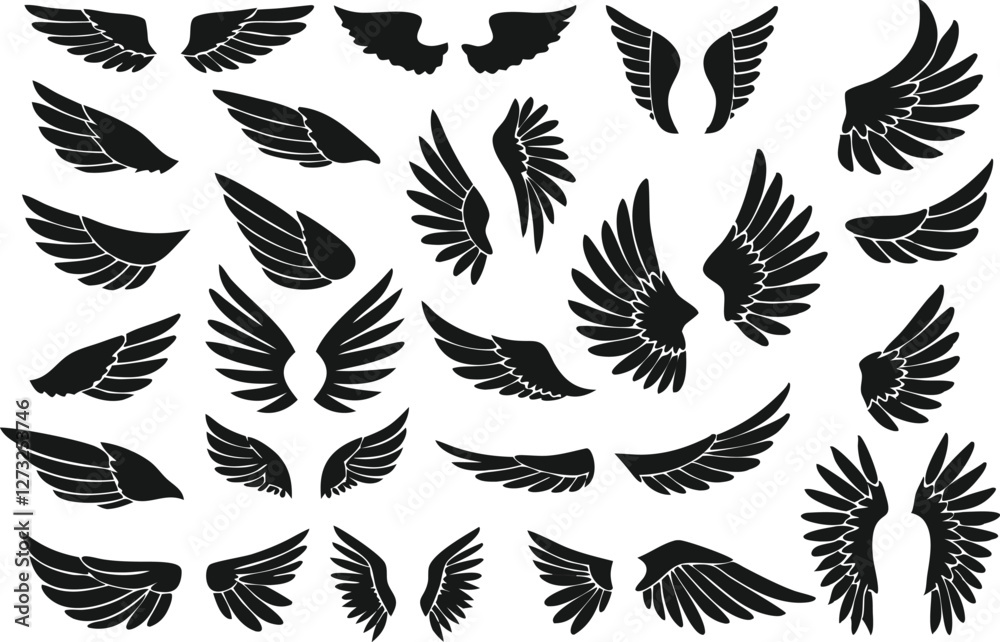 Wings logo set. Vector illustration Wings logo set. Vector illustration