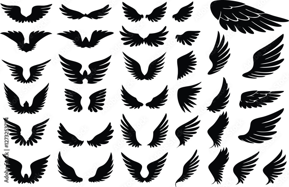 Obraz premium Wings logo set. Vector illustration