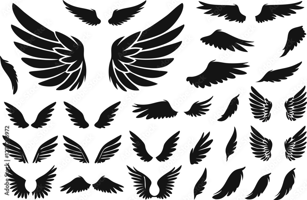 Obraz premium Wings logo set. Vector illustration
