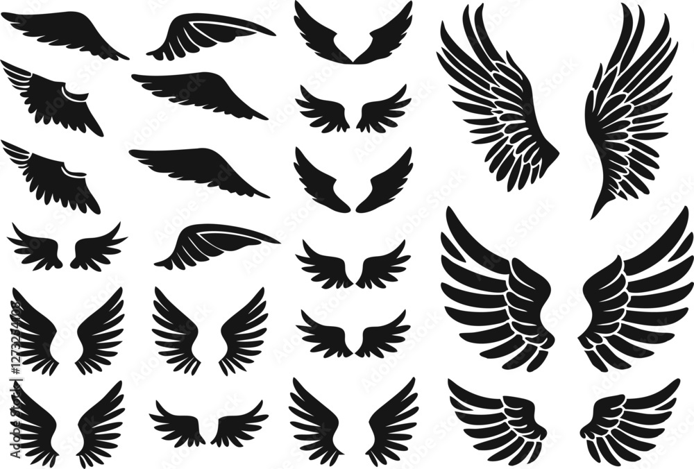 Fototapeta premium Wings logo set. Vector illustration
