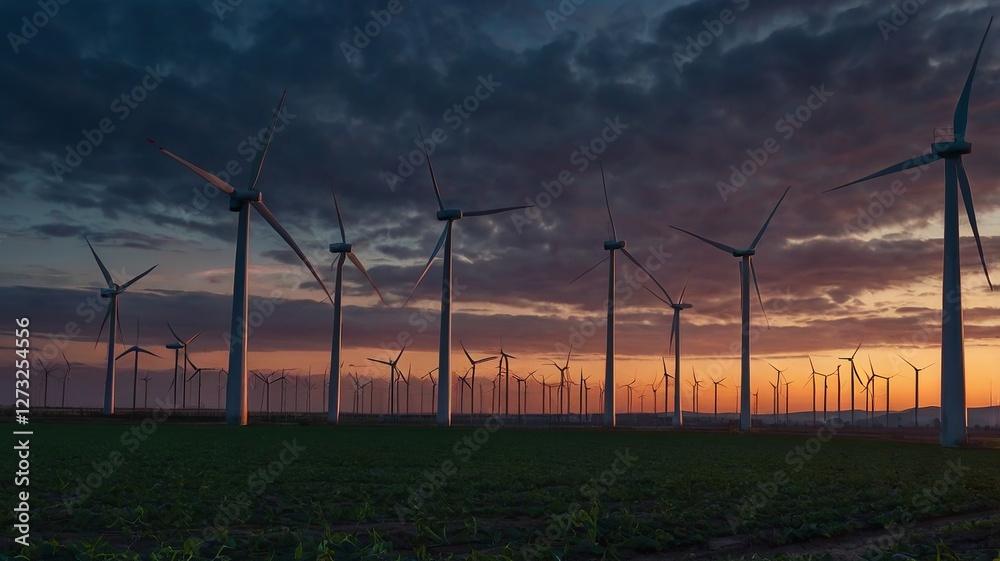 Fototapeta premium Wind Turbine Farm at Twilight