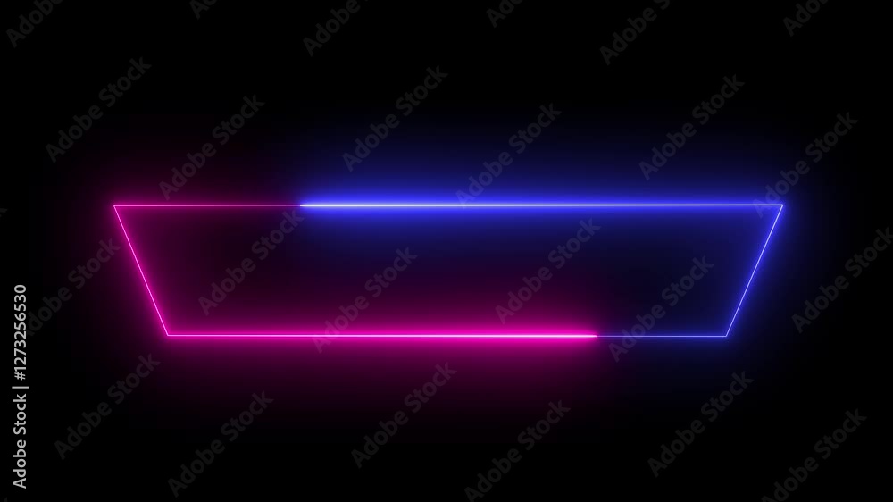 abstract glowing neon rectangle border frame in the shape rectangle glowing and futuristic energy line animation.