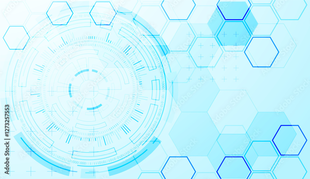 Obraz premium Abstraction on the theme of tech circles. Scientific and technological background. Blue gradient on the background.