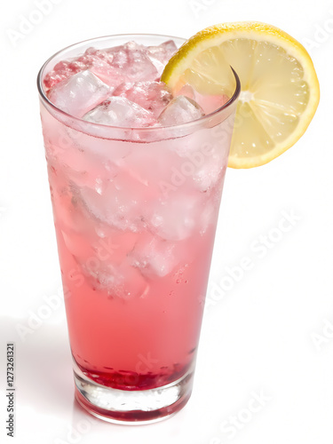 Wallpaper Mural Pink Lemonade with Lemon Wedges and ice cubes  on White Background Torontodigital.ca
