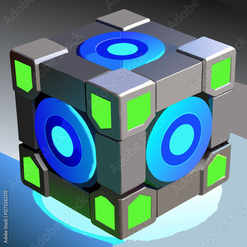 Interactive 3D Puzzle Cube Virtual Space Digital Art Futuristic Aesthetic Innovation