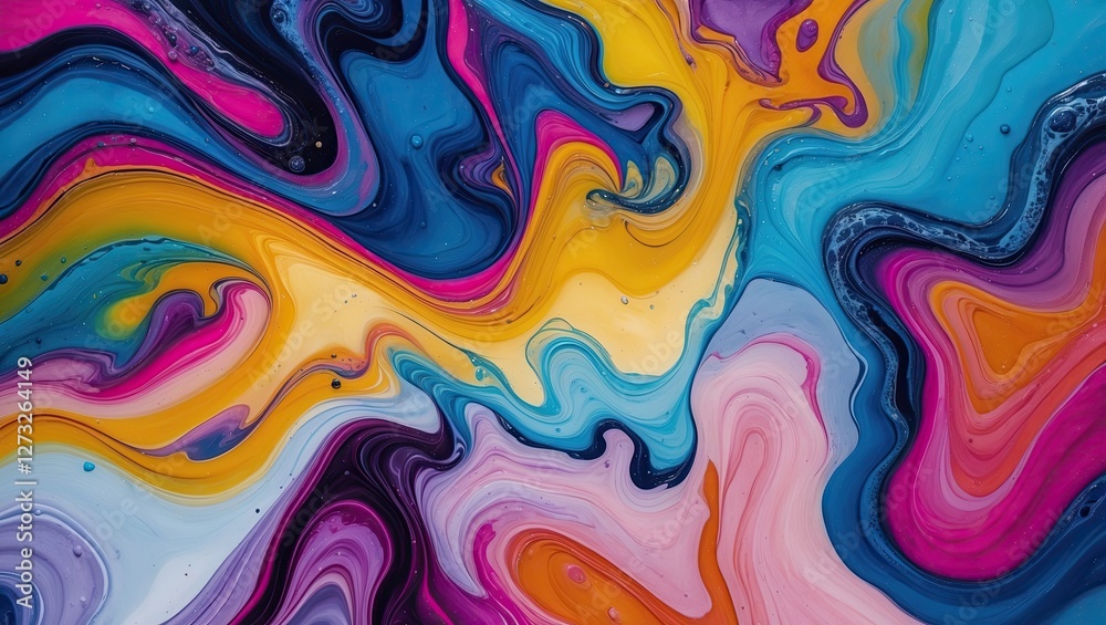 Fototapeta premium Vibrant Multicolored Fluid Art Swirl Background