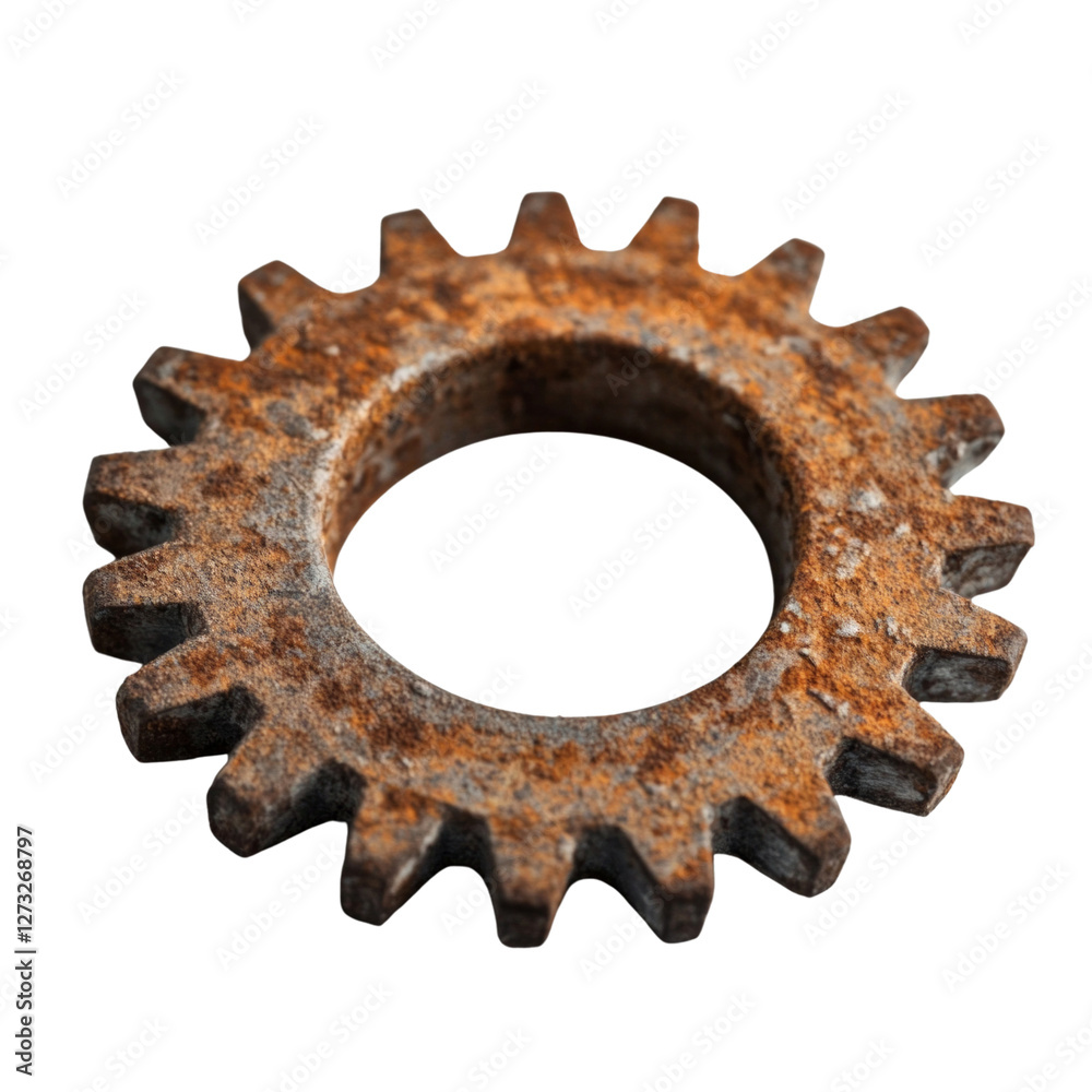 A rusted gear with a hole in the middle A rusted gear with a hole in the middle