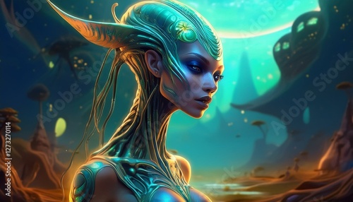 beautiful alien woman, AI generated