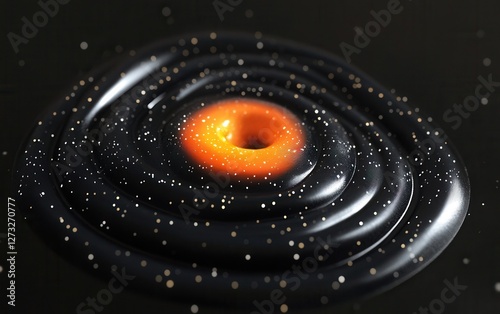 A 3D printed science model of a black hole, with gravitational lensing and space-time curvature effects. photo