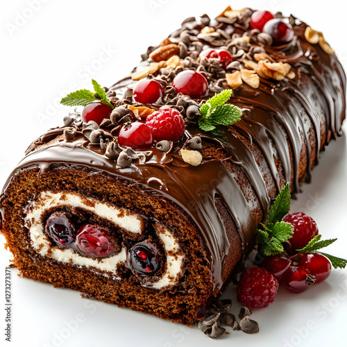 Chocolate Roll Cake, Delicious Dessert, Sweet Treat, Bakery Product, High Quality photo