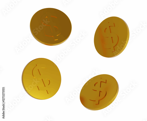 coin 3d concept financial business vector illustration