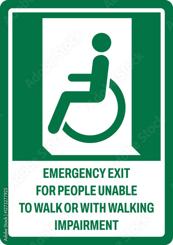 emergency and first aid safety signs v2 uppercase text_emergency exit for people unable to walk or with walking impairment (left)_portrait size a4/a3/a2/a1	
 