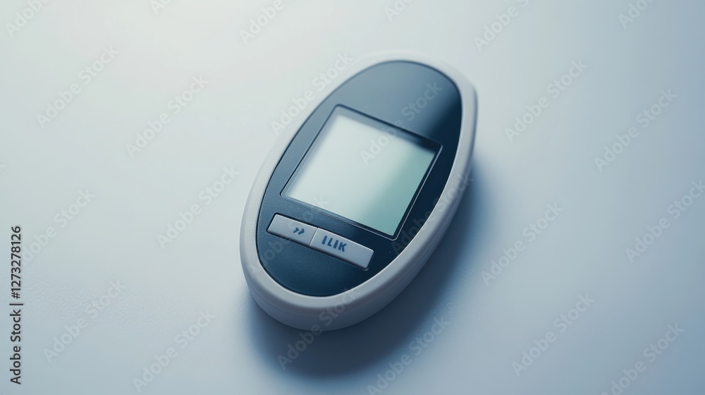 A glucose meter displaying a precise blood sugar reading. Featuring self-testing and diabetes care A glucose meter displaying a precise blood sugar reading. Featuring self-testing and diabetes care