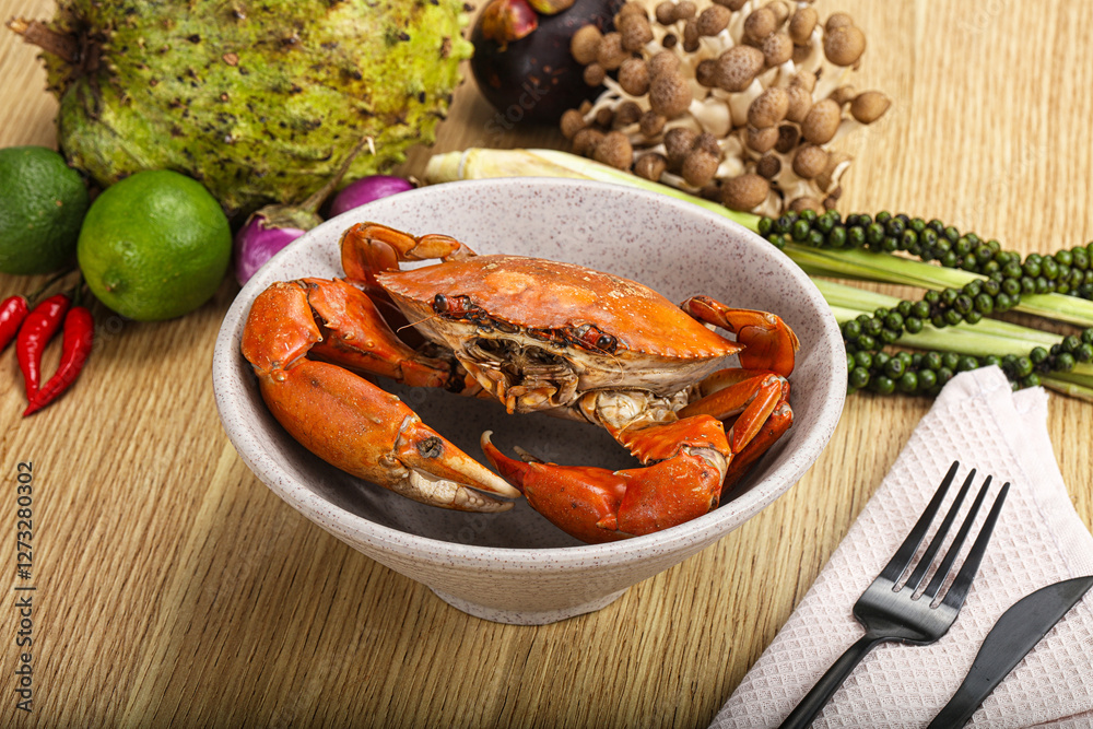 Delicous luxury steamed red crab Delicous luxury steamed red crab
