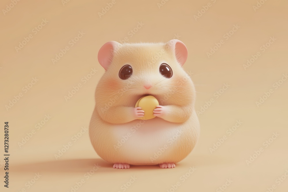 Adorable Hamster Holding Macaron - Cute Rodent Cartoon Character Adorable Hamster Holding Macaron - Cute Rodent Cartoon Character