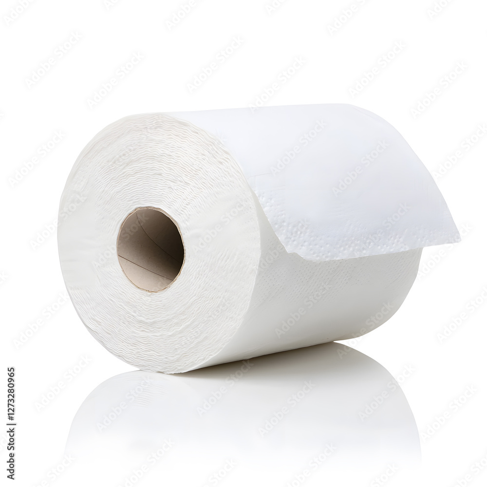 Fototapeta premium A roll of toilet paper isolated on white background