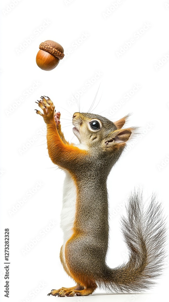 Fototapeta premium Adorable Squirrel Catching Acorn