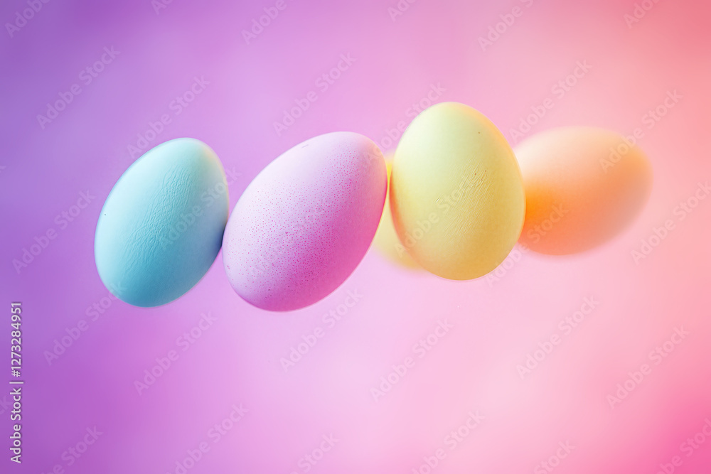 Four colorful eggs in a dreamy pastel gradient Four colorful eggs in a dreamy pastel gradient