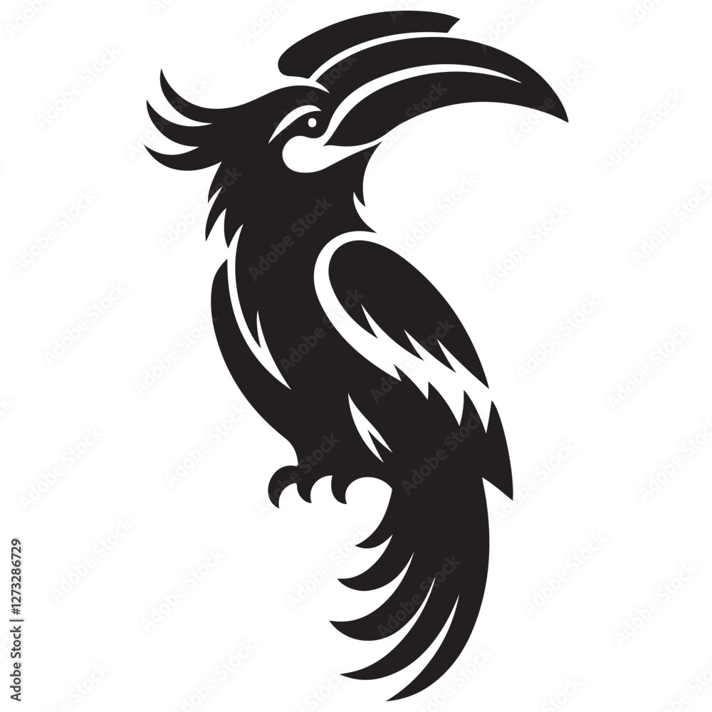 Obraz premium Hornbill Bird Silhouette Vector Illustration Graphic Image Design