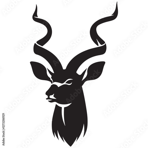 Magnificent Kudu Antelope Head Vector Illustration for Wildlife Enthusiasts