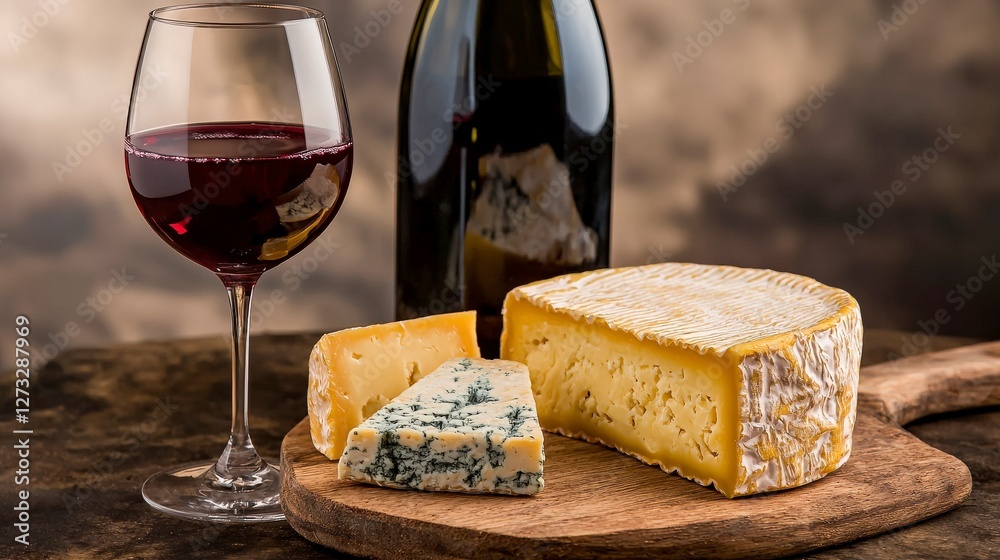 Warm atmosphere in a cozy dining room elegant minimalist cheese and wine pairing with close-up food photography Warm atmosphere in a cozy dining room elegant minimalist cheese and wine pairing with close-up food photography