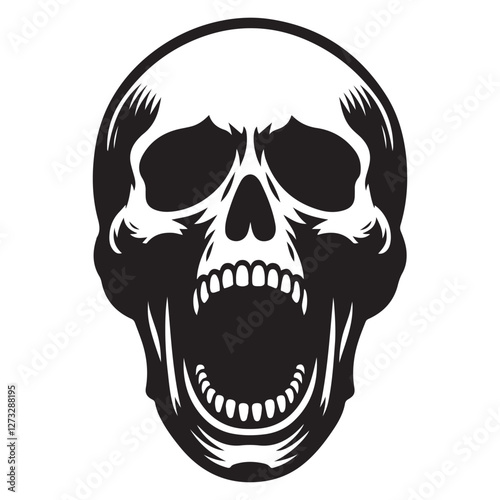 Terrifying screaming skull vector illustration image for horror themes