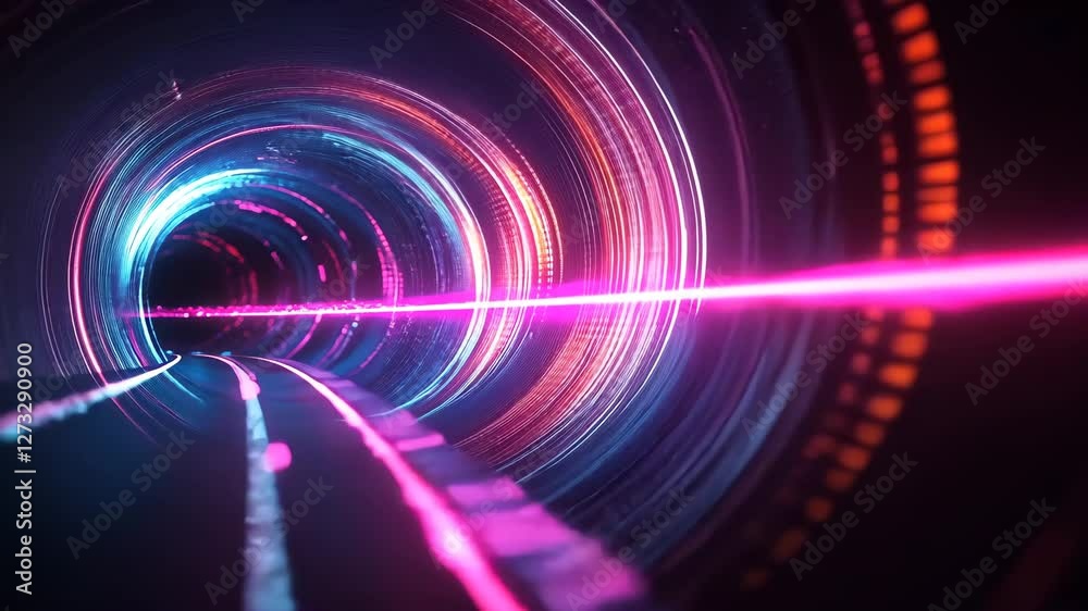 Vibrant abstract tunnel with glowing neon lights in pink and blue, creating futuristic atmosphere with swirling patterns that evoke motion and depth. Vibrant abstract tunnel with glowing neon lights in pink and blue, creating futuristic atmosphere with swirling patterns that evoke motion and depth.