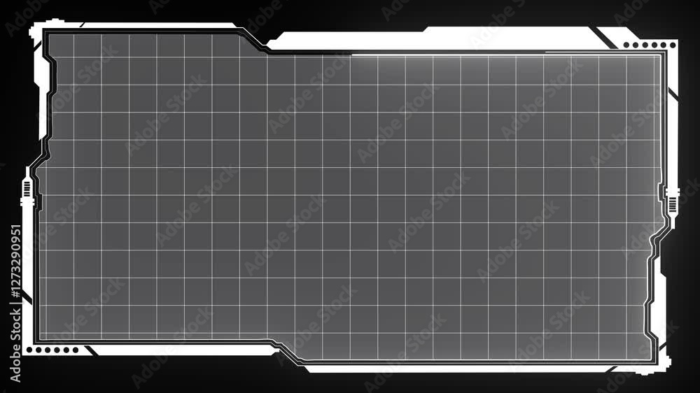 Technology HUD Loop Animation. Frame border HUD element. HUD viewfinder. Futuristic viewfinder of the future. HUD graphics around the edges for use in movies, with use effect cc radial fast box blur, 