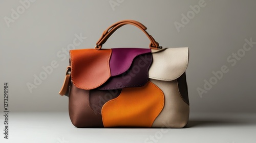 This elegant leather handbag features a unique, wavy design with rich colors, making it a perfect accessory for the modern individual wanting to express their style.