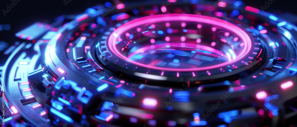 Futuristic circuit design with glowing neon elements. Futuristic circuit design with glowing neon elements.