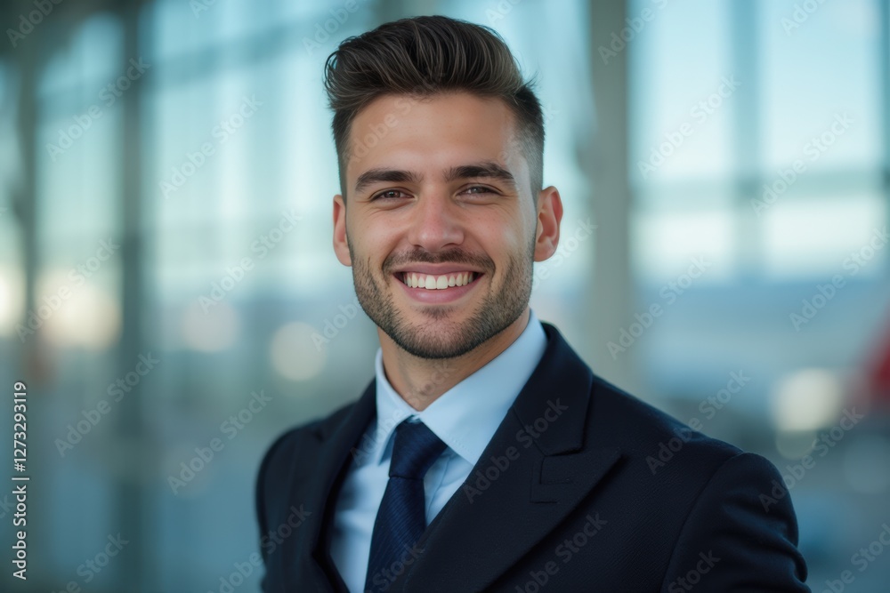 Head and shoulders Portrait of an elegant stylish Norwegian young male flight attendant in uniform. Head and shoulders Portrait of an elegant stylish Norwegian young male flight attendant in uniform.