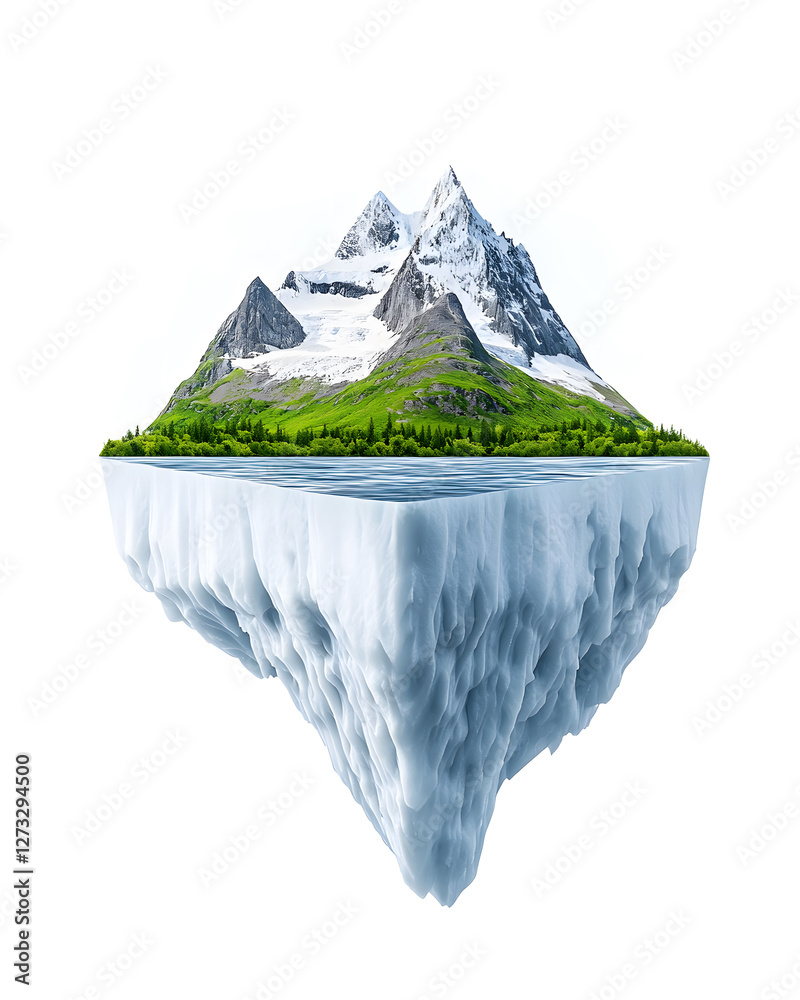 Obraz premium Massive isolated iceberg isolated on white background