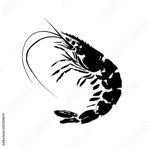 海老の水墨画