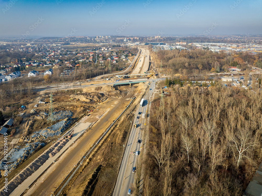 Highway S7 in Krakow, Poland, under construction