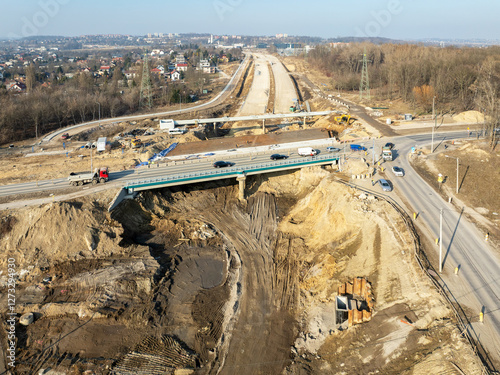Obraz na płótnie Highway S7 in Krakow, Poland, under construction w salonie
