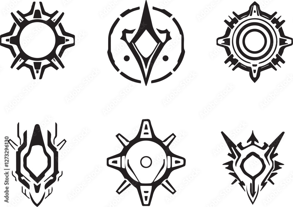 Fototapeta premium A set of elements for flat design in cyberpunk style. Hand drawn vector illustration