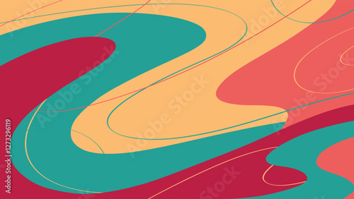 Vibrant Abstract Topographic Background - Wavy Contour Line Art.eps