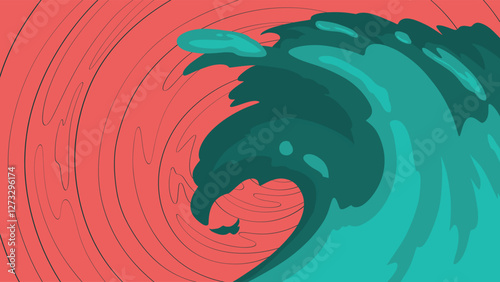 Abstract Stylized Ocean Wave with Swirling Background.eps