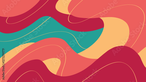 Colorful Abstract Topographic Background - Wavy Contour Line Art.eps