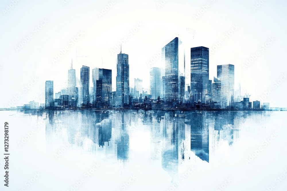 Fototapeta premium Modern Cityscape with Abstract Business Design, Generative AI