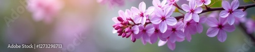 Fragrant lilac petals fall from branches of Melia azedarach tree, light purple, spring bloom, fragrant flowers