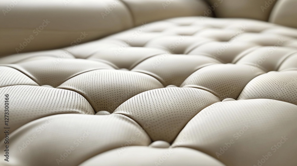 Obraz premium Close-up of tufted beige leather upholstery.