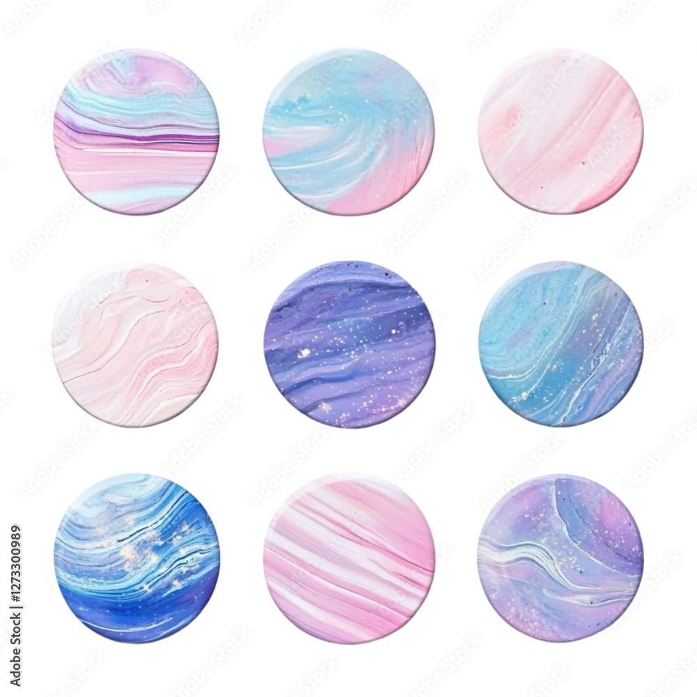 Nine pastel marble circles abstract art design Nine pastel marble circles abstract art design