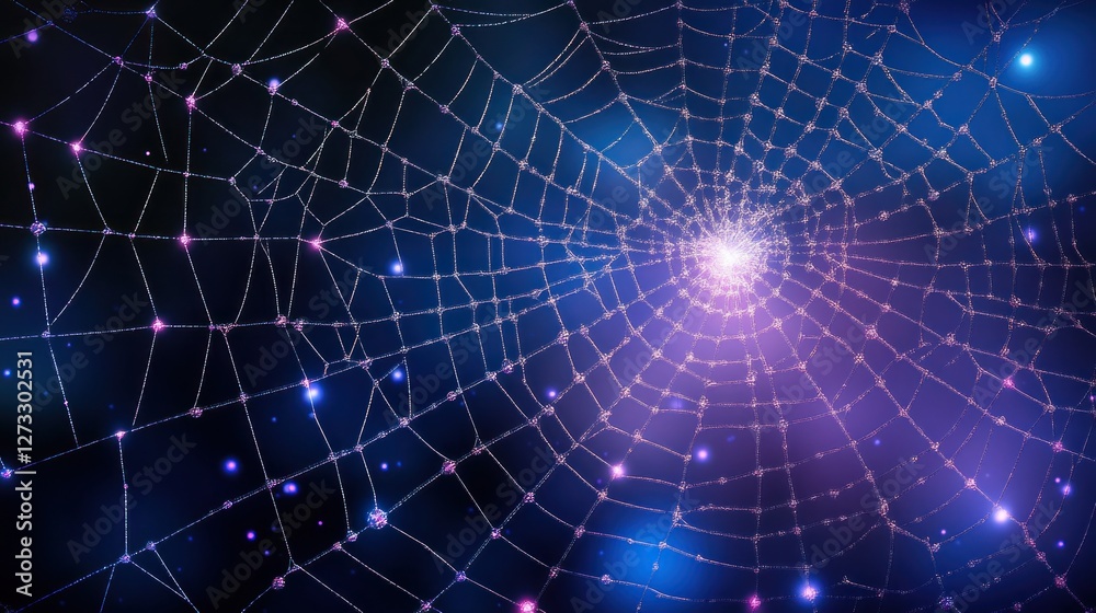 Dewdrops Adorn a Spiders Intricate Web Against a Night Sky Dewdrops Adorn a Spiders Intricate Web Against a Night Sky