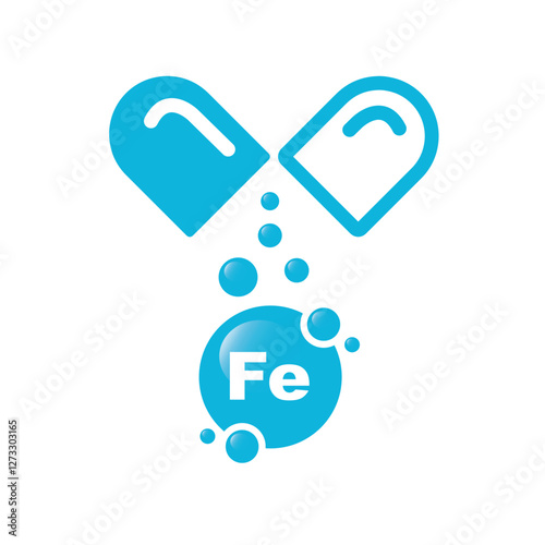 Minerals Iron Fe and Vitamin for health.