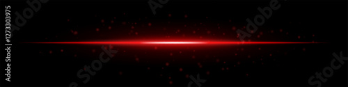 Light streak set icon. Red glowing horizontal neon beam with floating particles on a dark background. Sci-fi energy wave, futuristic glow, and digital motion effect