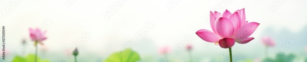 Roseum plenum lotus flower in a serene environment on white background, simple, minimalist Roseum plenum lotus flower in a serene environment on white background, simple, minimalist