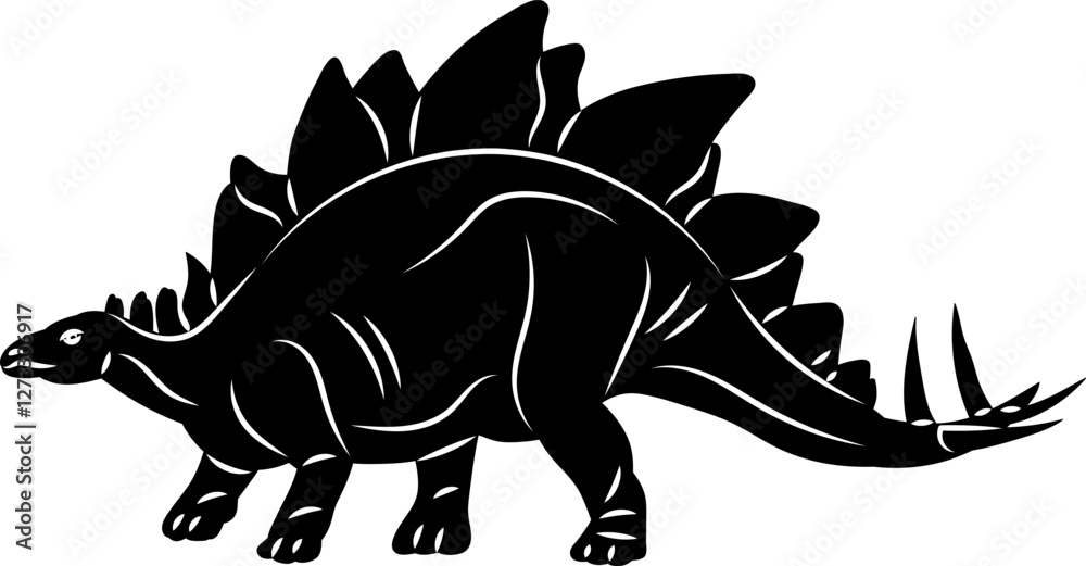 Obraz premium dinosaur silhouette on white background, vector