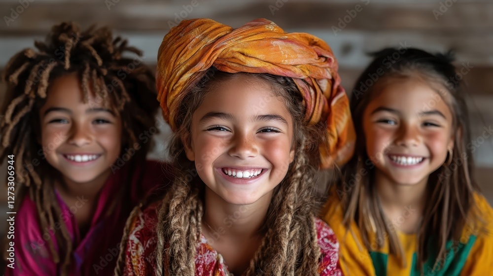 A joyful scene of three children smiling brightly, showcasing the essence of friendship and happiness, set against a natural backdrop that radiates warmth and positivity. A joyful scene of three children smiling brightly, showcasing the essence of friendship and happiness, set against a natural backdrop that radiates warmth and positivity.