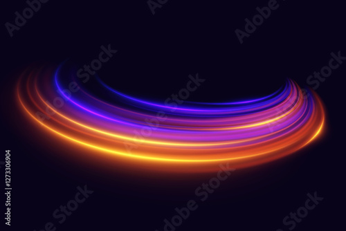 Abstract high speed motion lines. Illuminated traffic paths.